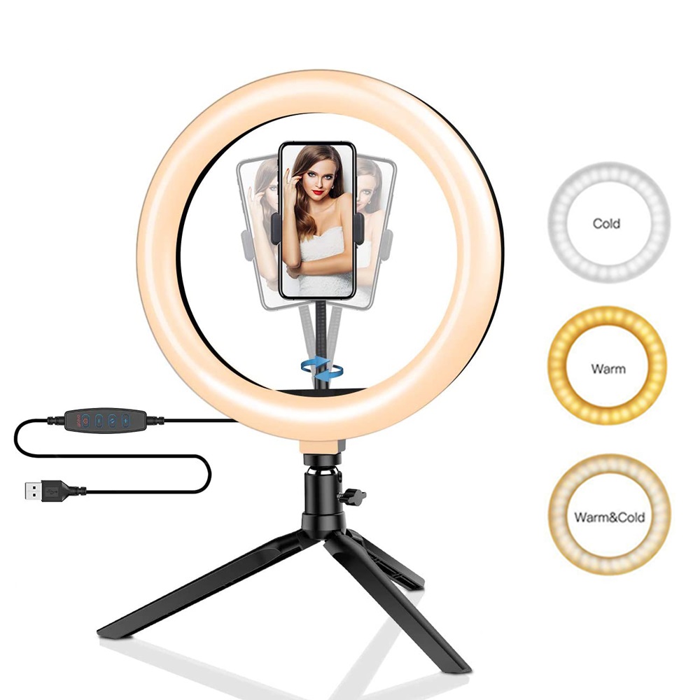 Photography Lighting With Umbrella - Lampu Ring Led 26cm untuk Tripod,