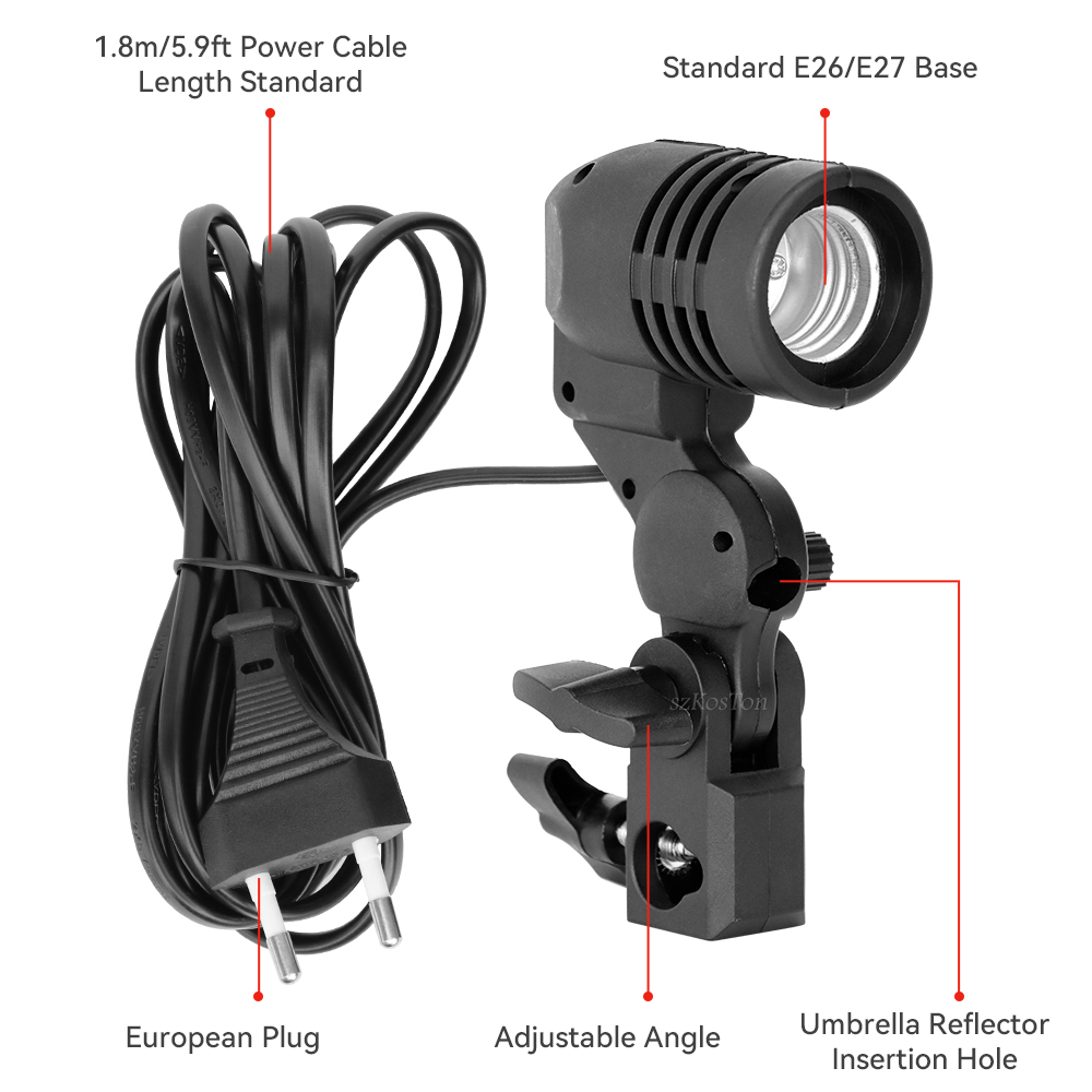 Pemegang bohlam kepala tunggal - Photography Lighting With Umbrella ulasan dan harga